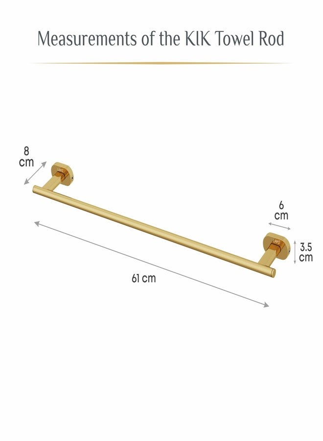 LAPO حامل مناشف من الفولاذ المقاوم للصدأ 304 من لابو للحمام | حامل مناشف | إكسسوارات الحمام | قضيب مناشف | علاقة مناشف (24 بوصة، لون ذهبي) - Image 2